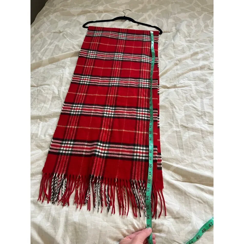 Cashmink red plaid fringe soft scarf‎